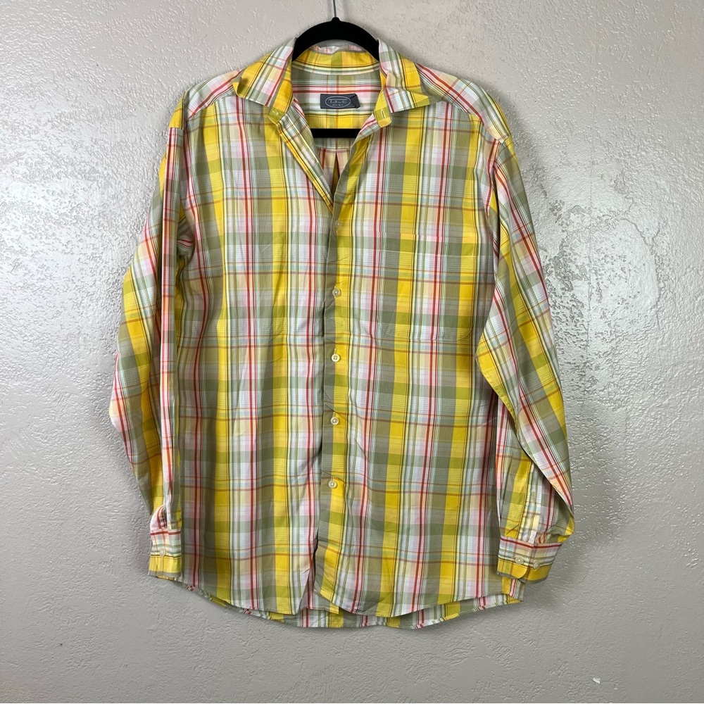 5 for $30 Talbots‎ Button Down Shirt Mens M Yellow Green White And Red  Plaid